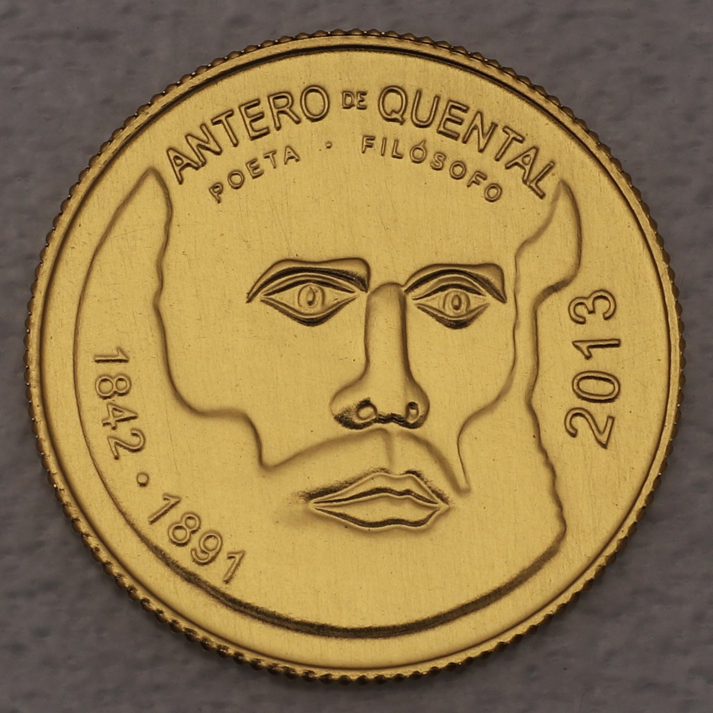 Goldmünze 0,25 Euro "Antero de Quental" 2013 (Portugal) - Hauptansicht