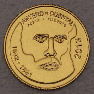 Goldmünze 0,25 Euro "Antero de Quental" 2013 (Portugal) - Miniaturansicht 1