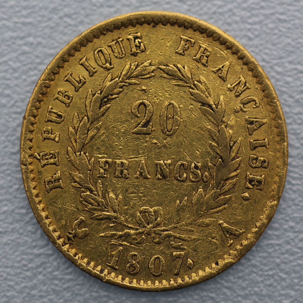 Goldmünze 20 Francs "Napoleon I." ohne Kranz (Frankreich) - Detailansicht 1