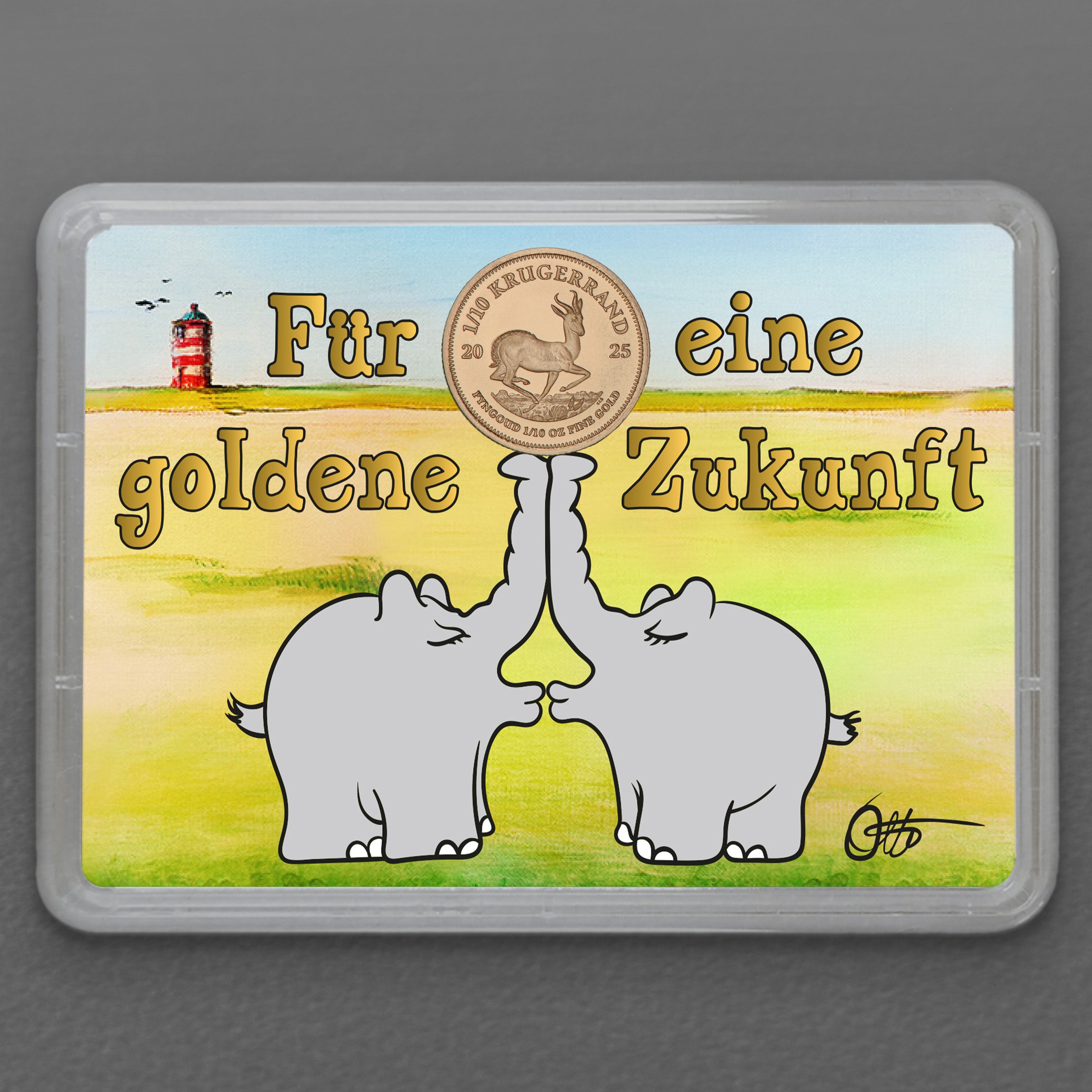 Goldmünze 1/10oz "Krügerrand" Motivbox – Küssende Ottifanten (Südafrika) - Hauptansicht