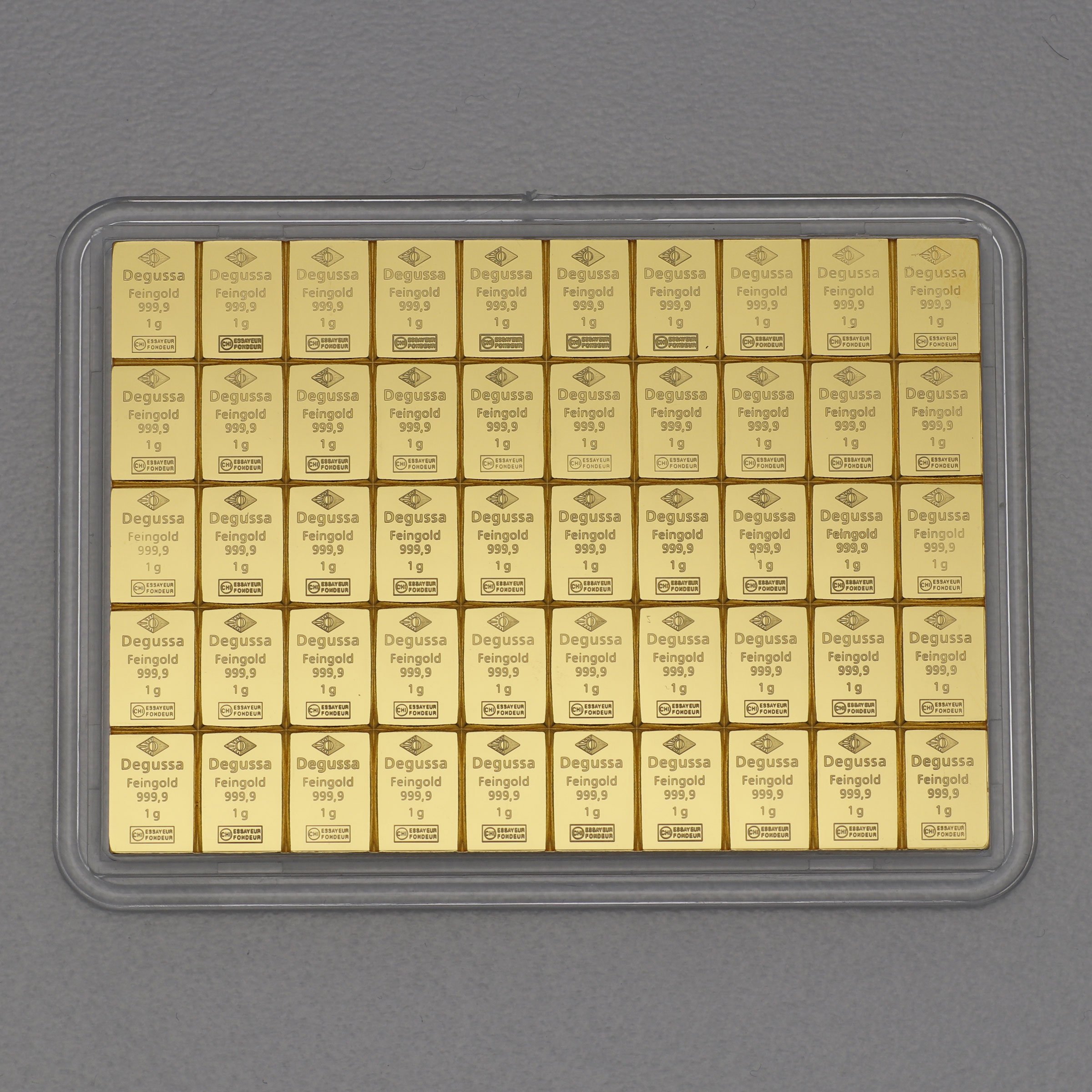 Goldtafel DEGUSSA (50x 1g Gold) "CombiBar" - Detailansicht 2
