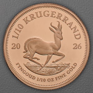 Goldmünze 50 x 1/10oz "Krügerrand" aktueller Jahrgang Tube (Südafrika) - Miniaturansicht 3
