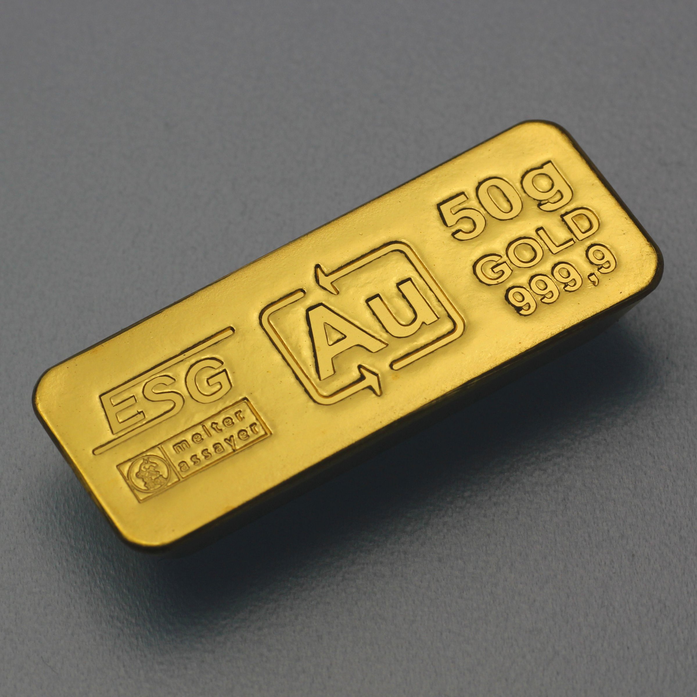 Goldbarren 50g Au ESG (klassischer Sargbarren) - Hauptansicht