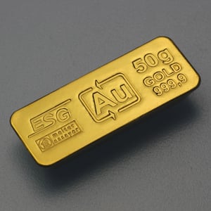 Goldbarren 50g Au ESG (klassischer Sargbarren) - Hauptansicht