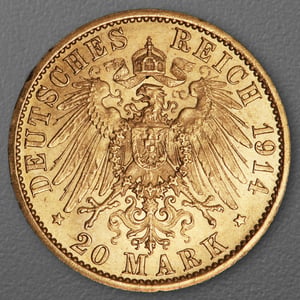 Goldmünze 20 Mark "Wilhelm II. Uniform" 1914-A J.253 (Preußen) - Miniaturansicht 2