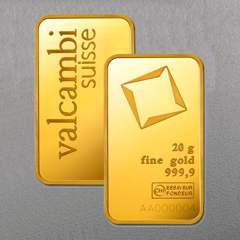 Goldbarren 20g VALCAMBI geprägt - Detailansicht 2