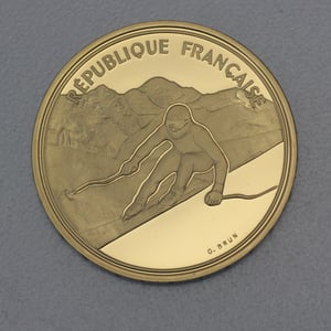 Goldmünze 500 Francs "Alpin Skiing" 1989 (Frankreich) - Miniaturansicht 1