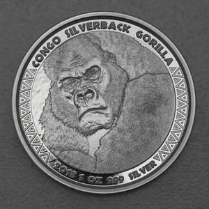 Silbermünze 1oz "Silberrücken Gorilla" 2018 (Kongo) - Miniaturansicht 1
