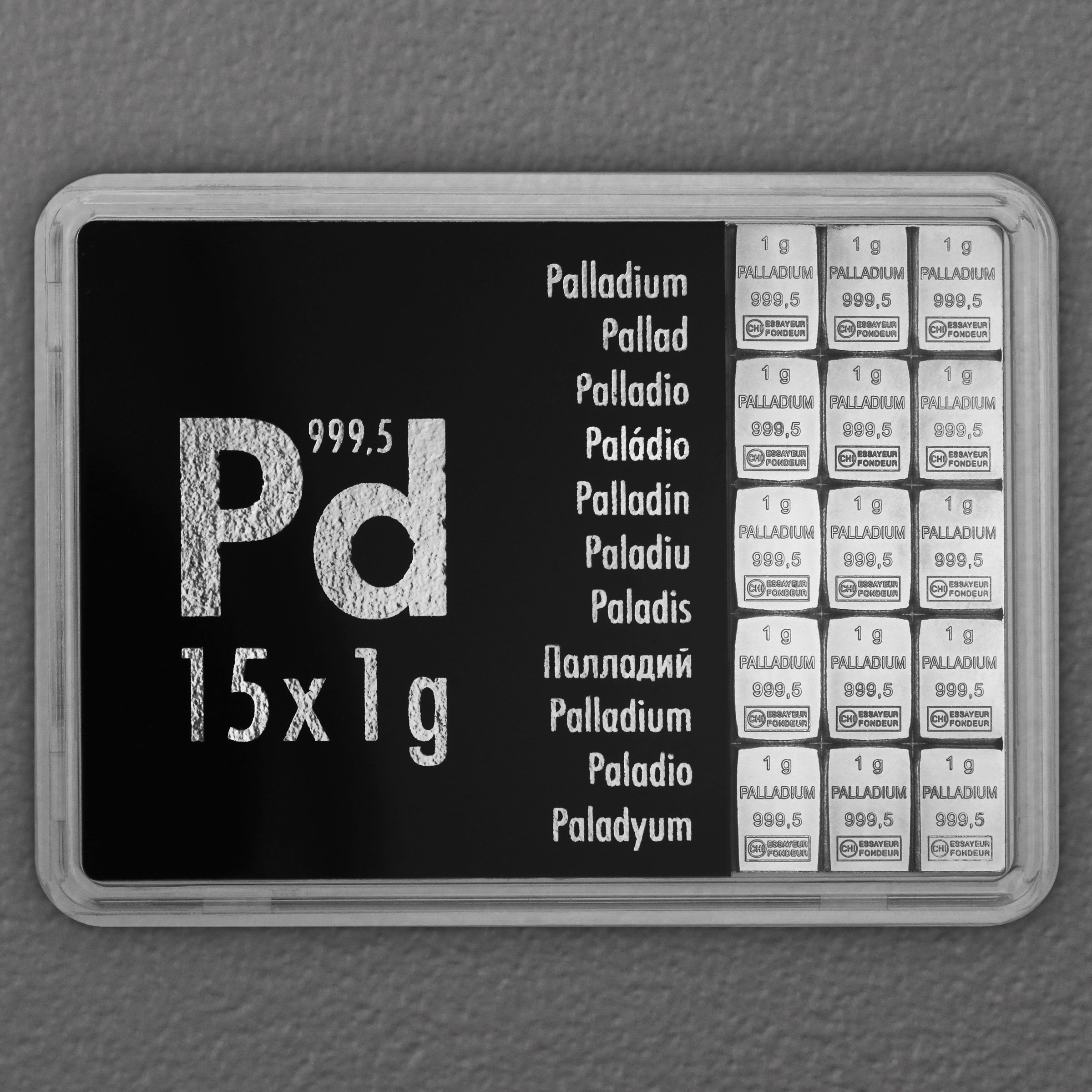 Palladiumtafel 15 x 1g "Pd International" (Motivbox) - Hauptansicht