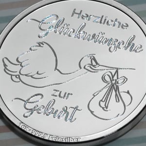 Silbermedaille 1oz "Zur Geburt" Gravurmedaille - Miniaturansicht 6