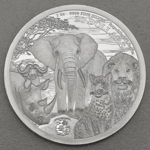 Silbermünze 1oz "Nashorn" 2025 (PP) Big Five (Liberia) - Miniaturansicht 2