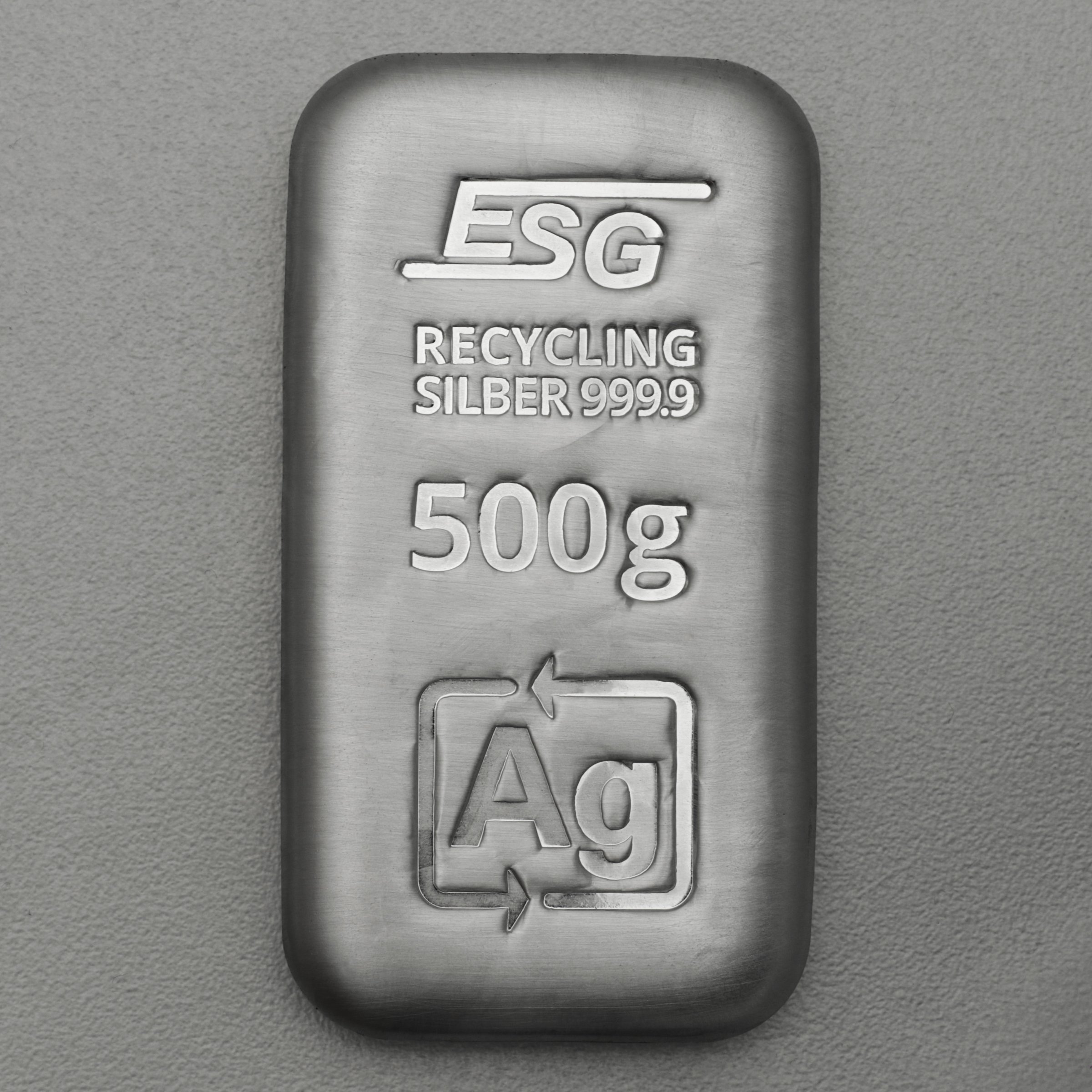Silberbarren 500g ESG gegossen gravierbar Recyclingsilber - Hauptansicht