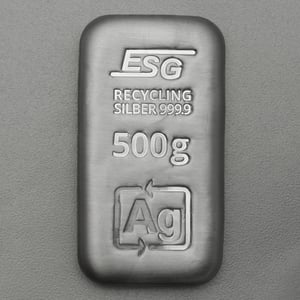 Silberbarren 500g ESG gegossen gravierbar Recyclingsilber - Hauptansicht
