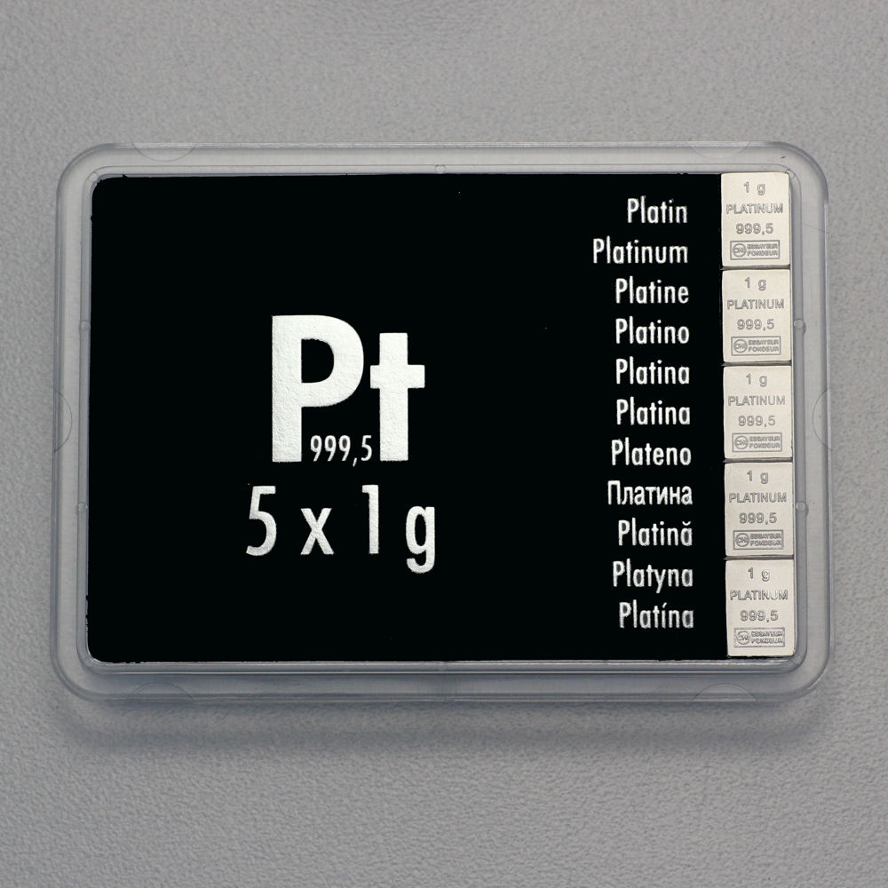 Platintafel (5x 1g Feinplatin) "CombiBar" - Hauptansicht