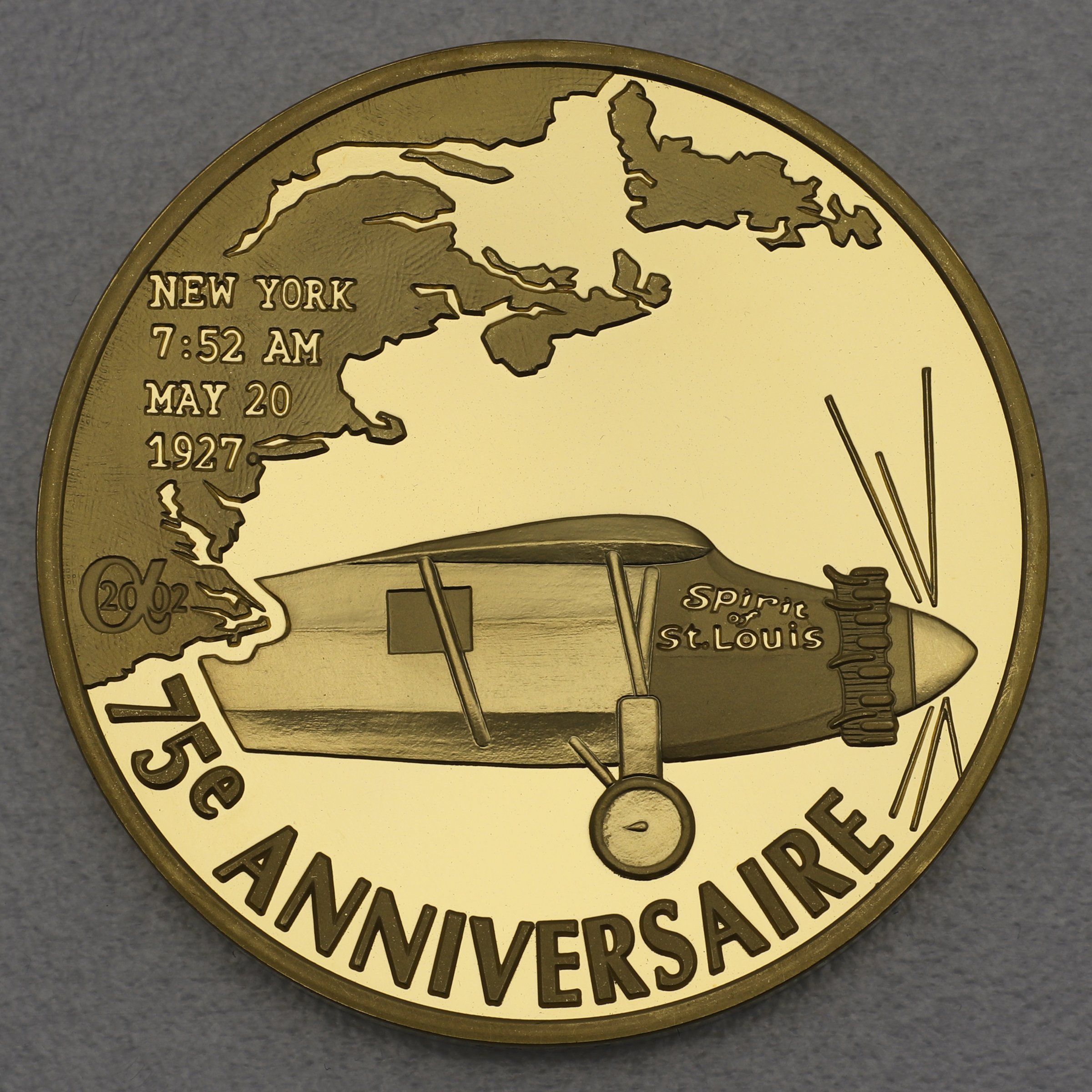 Goldmünze 100 Euro "Lindbergh" 2002 (Frankreich) - Hauptansicht