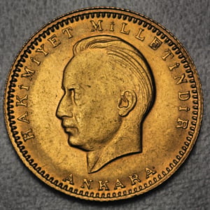 Goldmünze 100 Piaster "Atatürk/Inonu" (Türkei) - Miniaturansicht 4