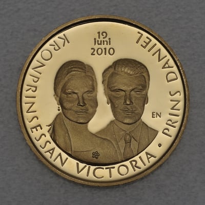 Goldmünze 4000 Kronor "Victoria & Daniel" 2010 Hochzeit (Schweden) - Miniaturansicht 1