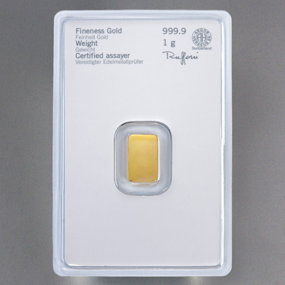 Goldbarren 1g HERAEUS geprägt - Detailansicht 2