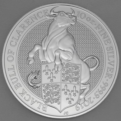Silbermünze 10oz "Black Bull of Clarence" 2019 The Queen s Beasts (Großbritannien) - Miniaturansicht 1