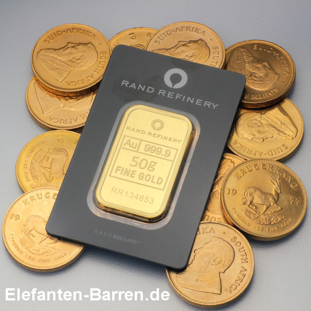 Goldbarren 50g Rand Refinery "Elefanten-Motiv" - Detailansicht 3