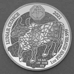 Silbermünze 1oz "Ochse" 2021 (PP) Lunar Ounce 19% (Ruanda) - Hauptansicht