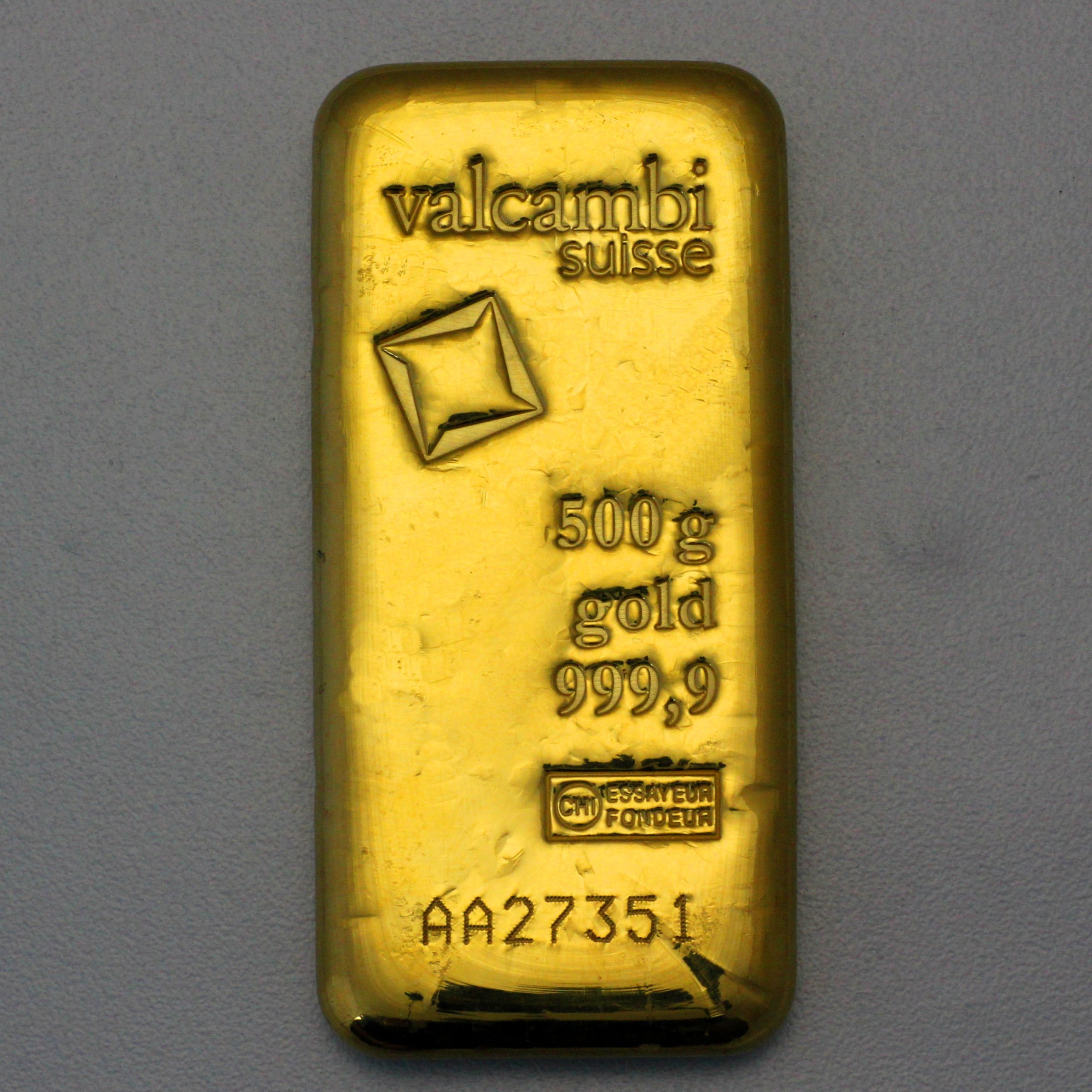 Goldbarren 500g VALCAMBI gegossen - Hauptansicht