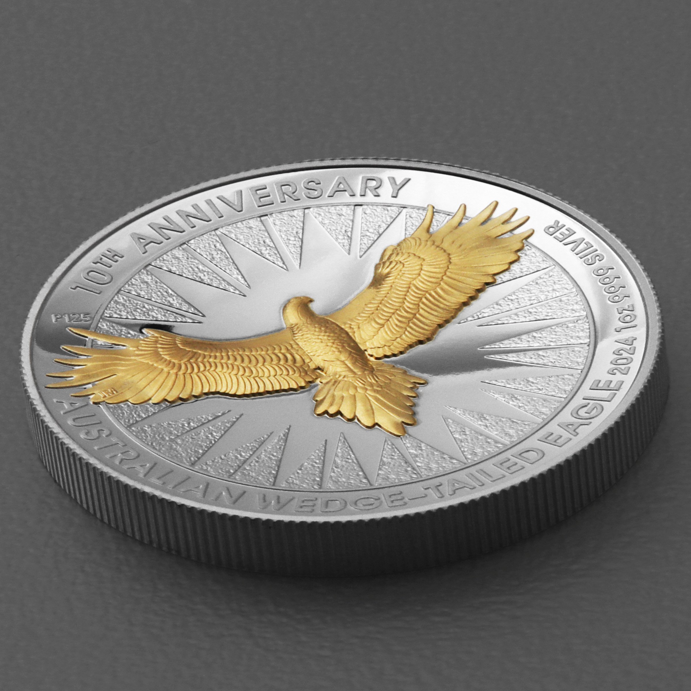 Silbermünze 1oz "Wedge-tailed Eagle" 2024 (PP/HR/vergoldet)10th Anniversary (Australien) - Detailansicht 2