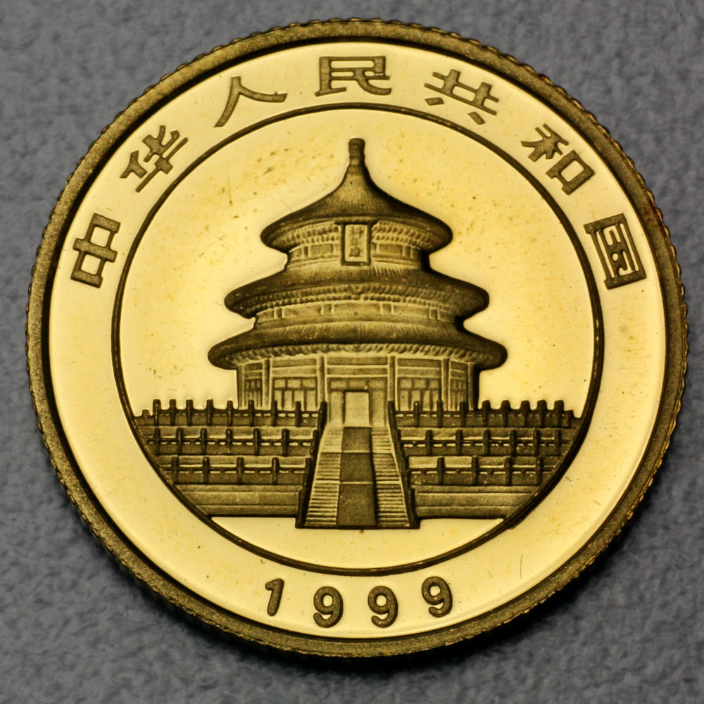 Goldmünze 1/10oz "Panda" 1999 (China) - Detailansicht 1