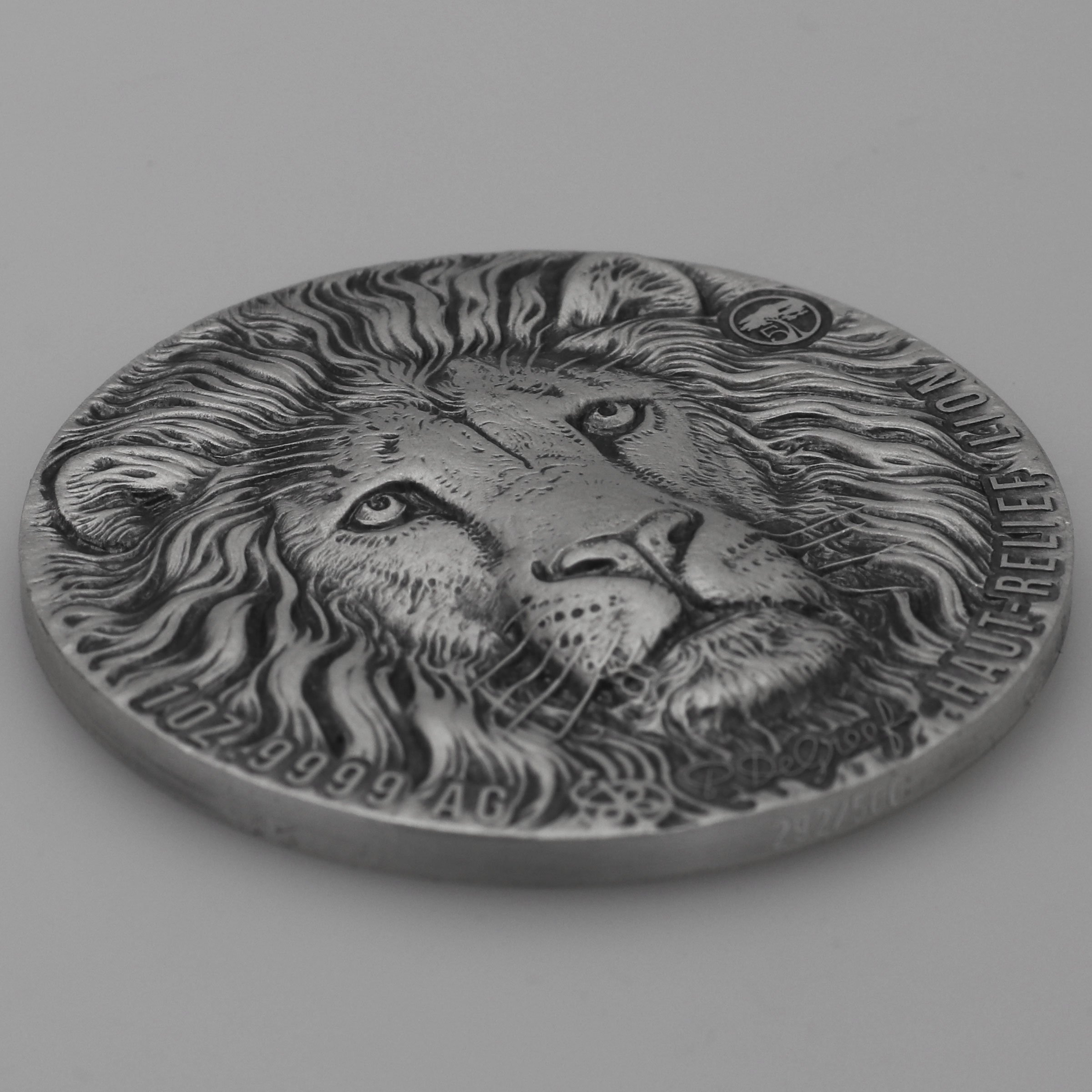 Silbermünze 1oz "Löwe" 2021 Antik Finish HR Big Five (Elfenbeinküste) - Detailansicht 2