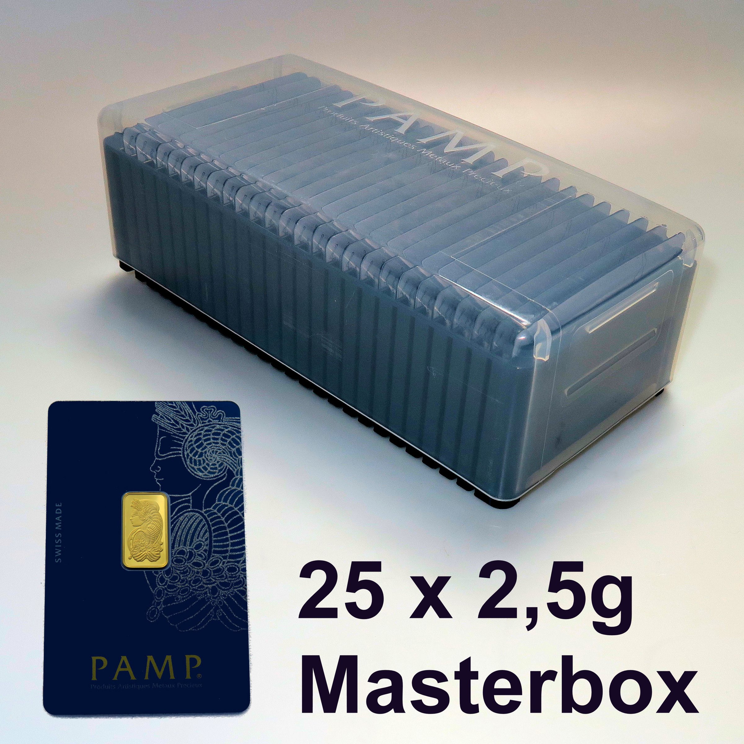 Goldbarren (25x 2,5g) "Fortuna" PAMP, Masterbox - Hauptansicht