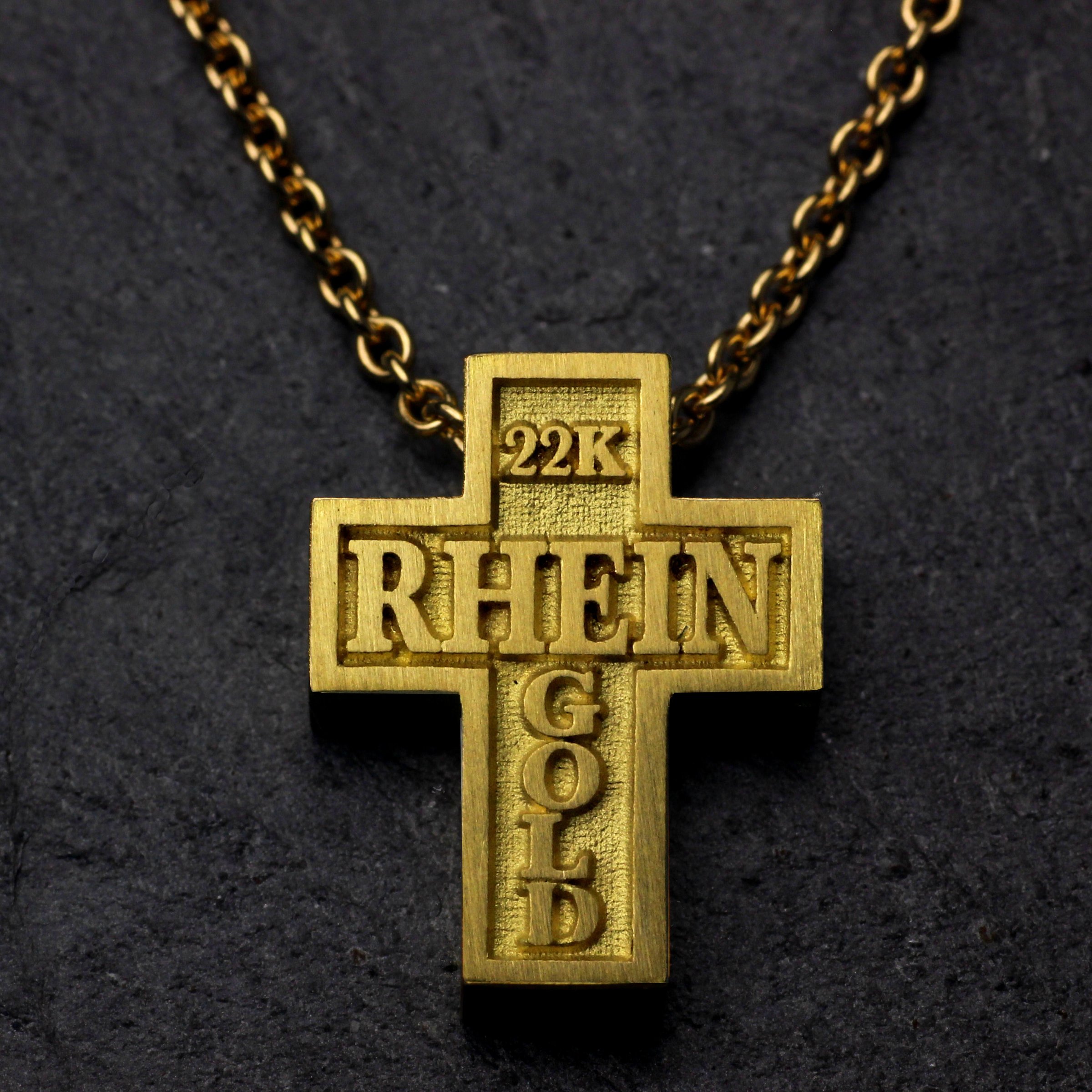 Goldanhänger "Kreuz aus Rheingold" (Naturgold) - Detailansicht 3