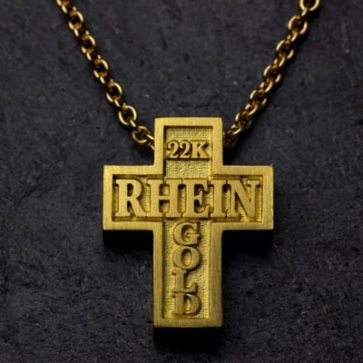 Goldanhänger "Kreuz aus Rheingold" (Naturgold) - Miniaturansicht 4