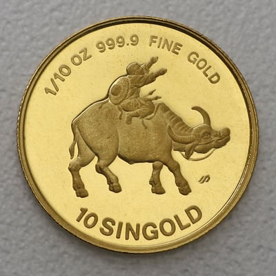 Goldmünze 1/10oz "Year of the Ox" 1985 Lunar Serie (Singapur) - Miniaturansicht 1