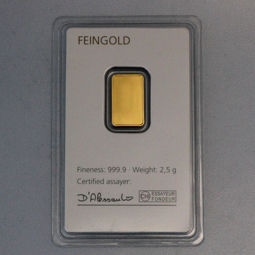 Goldbarren 2,5g DEGUSSA, im Blister - Detailansicht 1