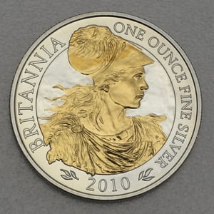 Silbermünze 1oz "Britannia" 2010 (vergoldet) (Großbritannien) - Hauptansicht