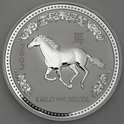 Silbermünze 1kg "Pferd" 2002 Lunar I – Year of the Horse (Australien) - Miniaturansicht 1