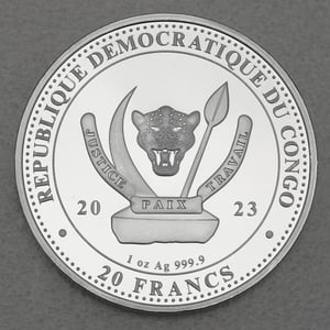 Silbermünze 1oz "Rochen" 2023 World s Wildlife 19% (Kongo) - Miniaturansicht 2