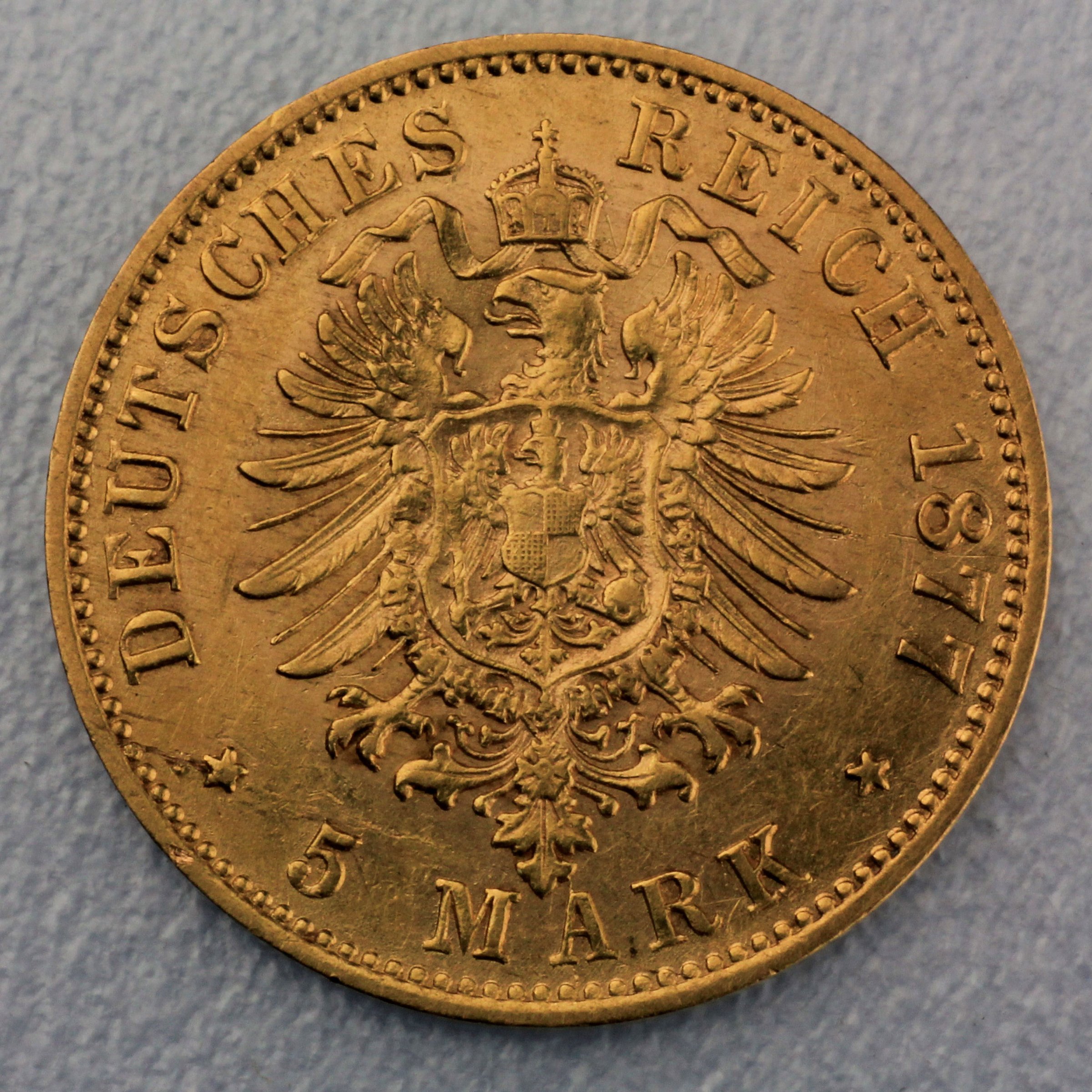 Goldmünze 5 Mark "Albert" (Sachsen) - Detailansicht 1