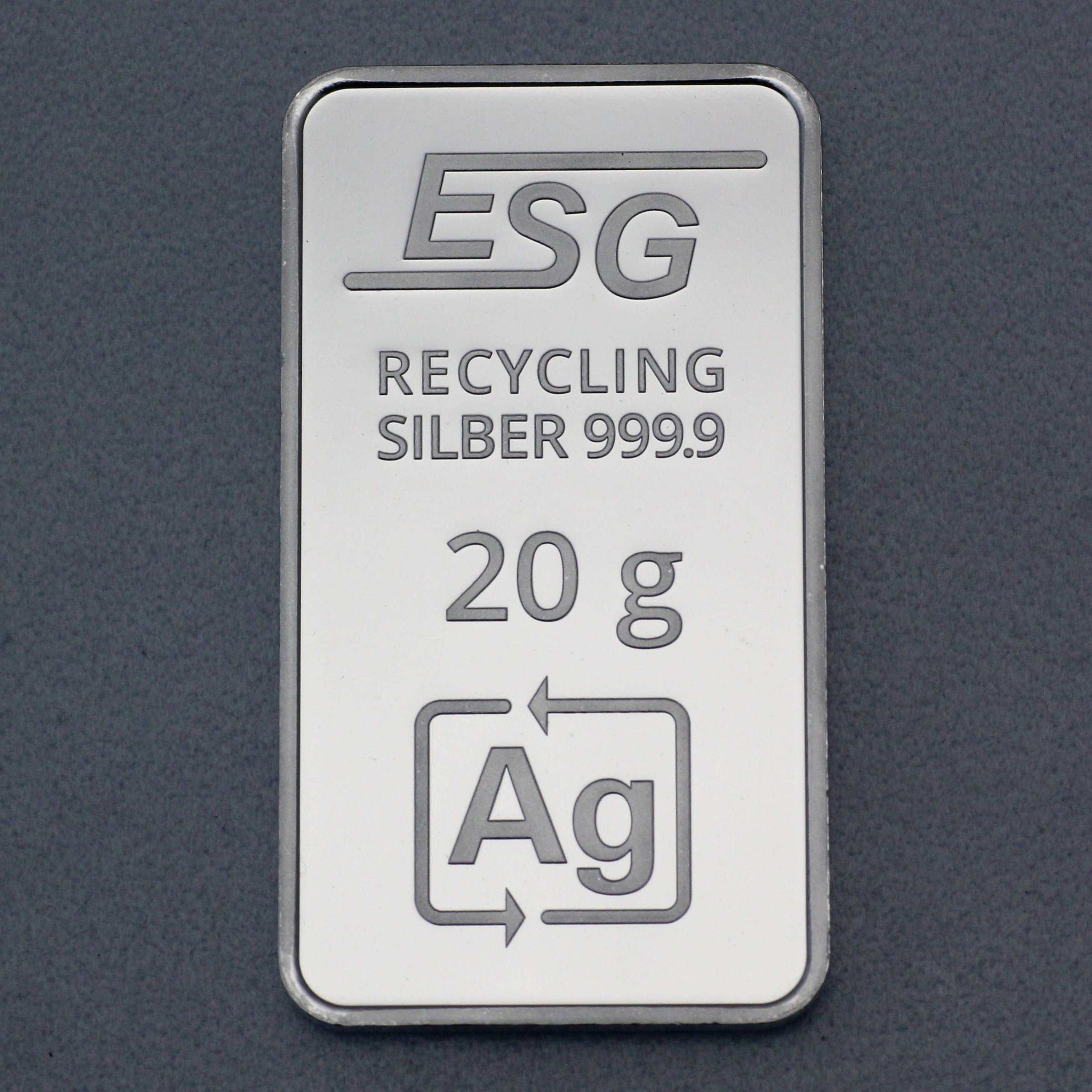 Silberbarren 20g ESG geprägt gravierbar Recyclingsilber - Hauptansicht