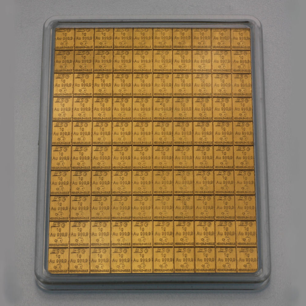 Goldtafel 100x 1g (Heimerle+Meule) - Hauptansicht