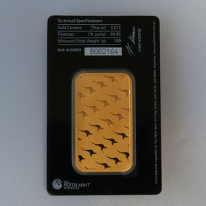 Goldbarren 100g THE PERTH MINT "Känguru" - Miniaturansicht 2