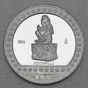 Silbermünze 1oz "Xochipilli" 1992 Präkolumbische Kulturen – Azteken (Mexiko) - Miniaturansicht 1