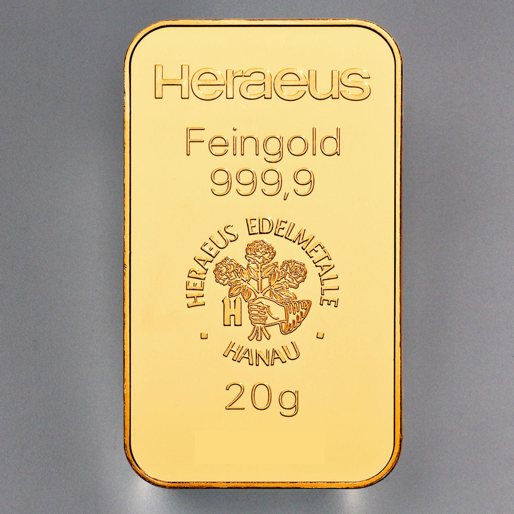 Goldbarren 20g HERAEUS Resale - Hauptansicht