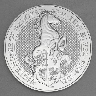 Silbermünze 10oz "White Horse of Hanover" 2021 The Queen s Beasts (Großbritannien) - Miniaturansicht 1