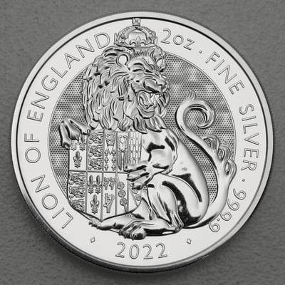 Silbermünze 2oz "Lion of England" 2022 Royal Tudor Beasts diff. (Großbritannien) - Miniaturansicht 1