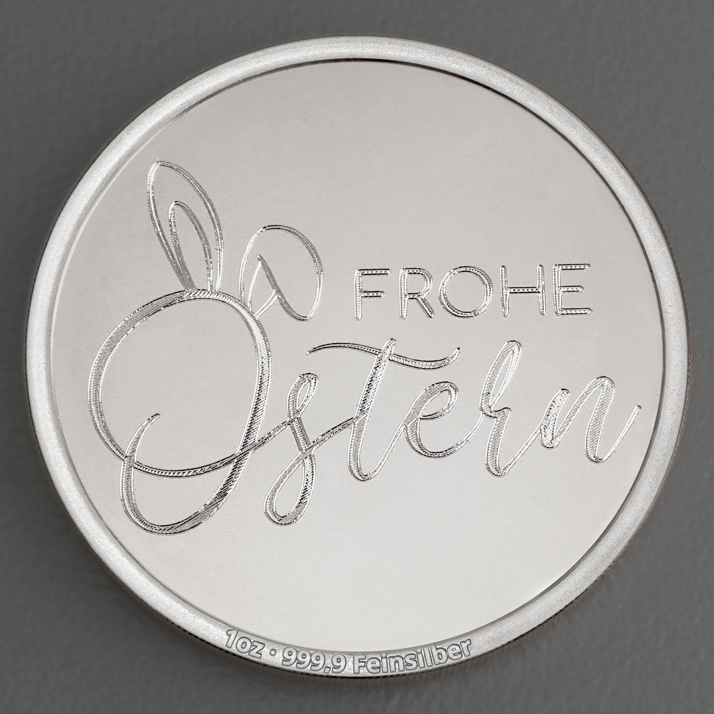Silbermedaille 1oz "Ostern - Hasenohren" Gravurmedaille - Hauptansicht
