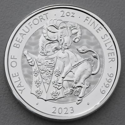 Silbermünze 2oz "Yale of Beaufort" 2023 Royal Tudor Beasts (Großbritannien) - Miniaturansicht 1