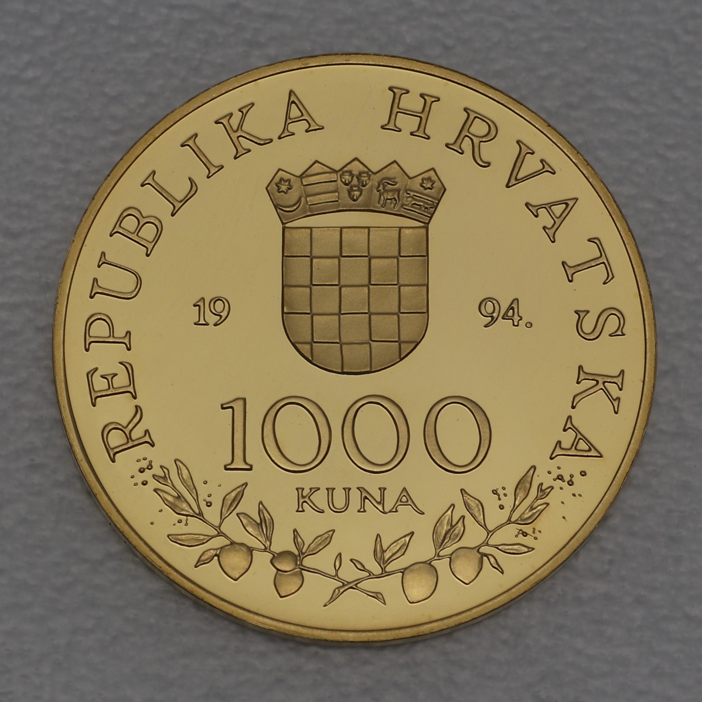 Goldmünze 1000 Kuna "Papst Johannes Paul II." 1994 (Kroatien) - Detailansicht 1