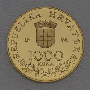 Goldmünze 1000 Kuna "Papst Johannes Paul II." 1994 (Kroatien) - Miniaturansicht 2