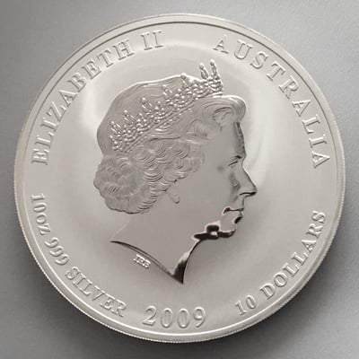 Silbermünze 10oz "Ochse" 2009 Lunar II – Year of the Ox diff. (Australien) - Miniaturansicht 2
